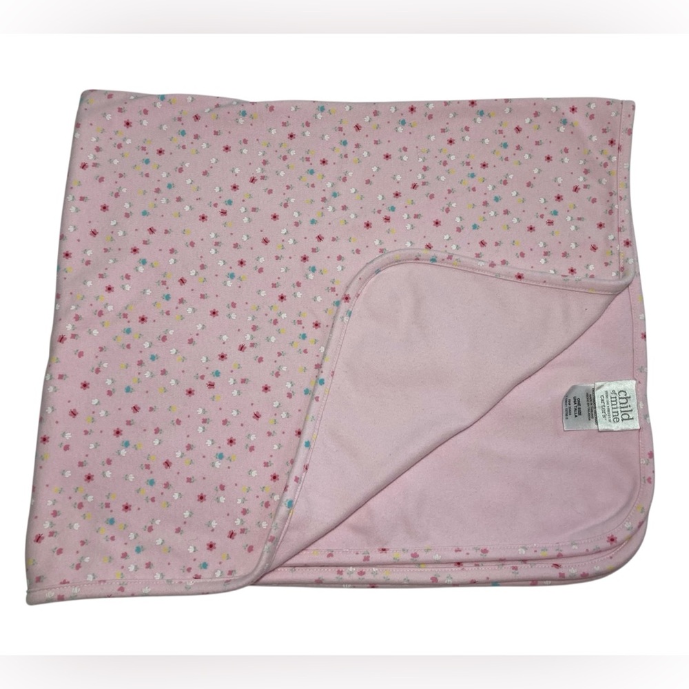 Carter's Child of Mine Pink Baby Blanket‎ Dainty Flowers Butterflies  27 x 30